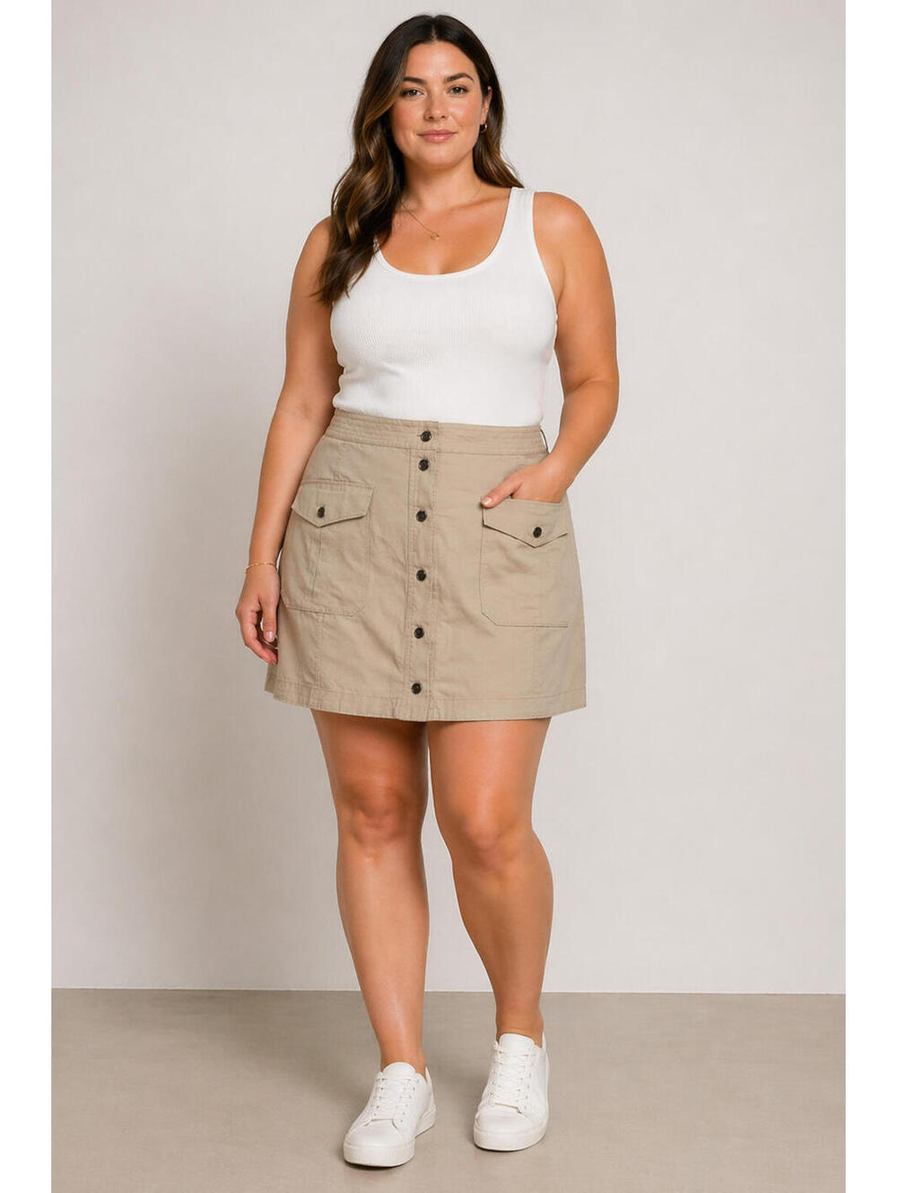 Banana Republic Womens Utility Cargo Mini Skirt Size 16 W36 Brown Linen Blend